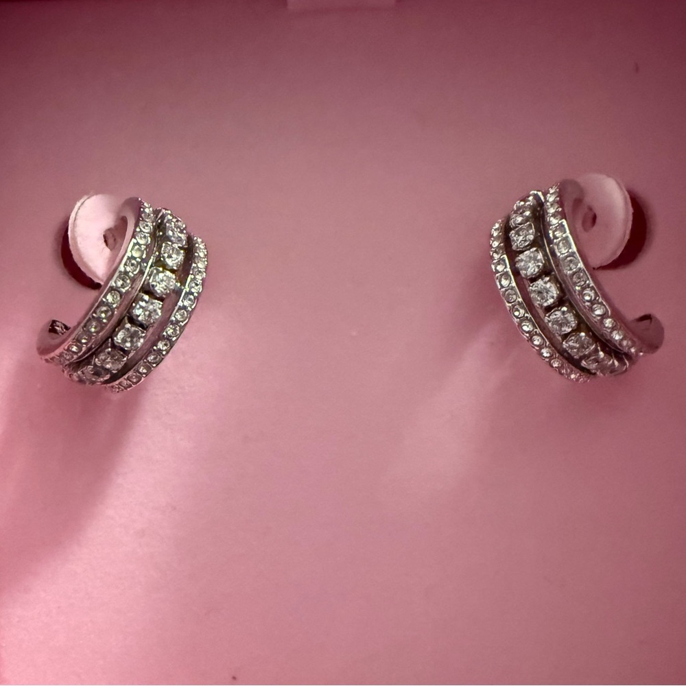 Swarovski  Silver Crystal Stud Earrings
